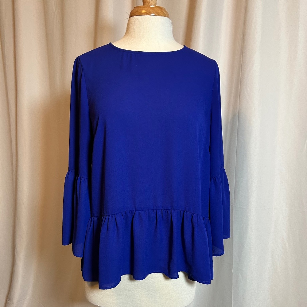 WOMEN'S J. CREW BLUE BLOUSE - SIZE MEDIUM
